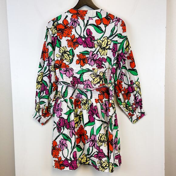 Roller Rabbit Size M Jorales Bibianna Wrap Floral Mini Dress Multi-Color V-Neck - Picture 8 of 11
